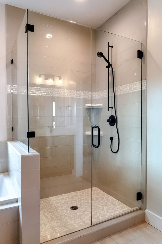 Walk-in Shower with Black Metal Frames